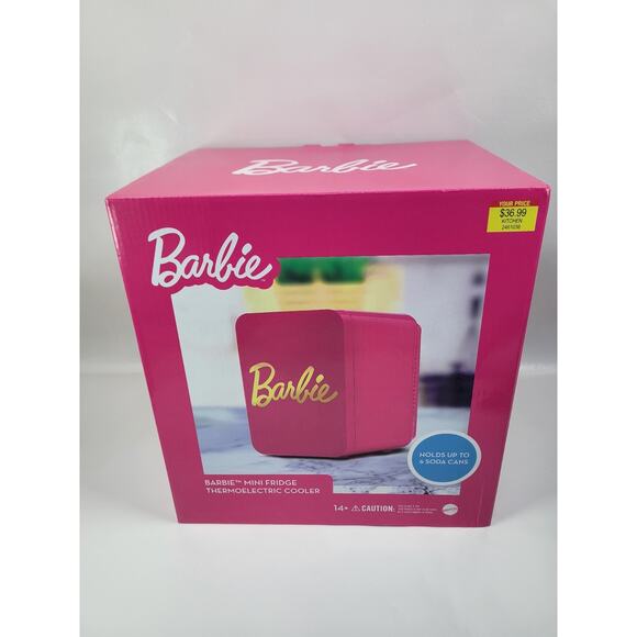 Barbie Hot Pink Mini Fridge Thermoelectric Cooler - Picture 2 of 7
